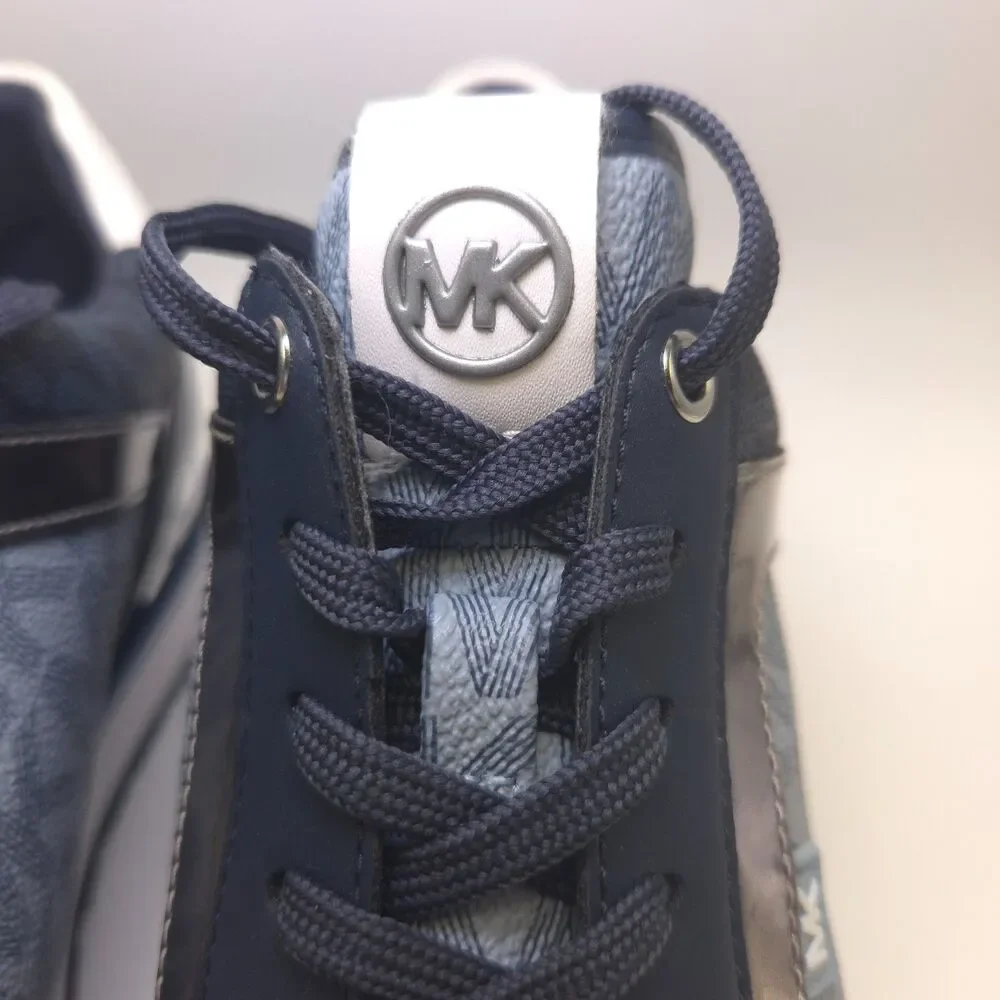 Michael Kors Maddy Logo Trainer Admiral Blue Sneakers Women 10M 49F0MAFS3B NIB